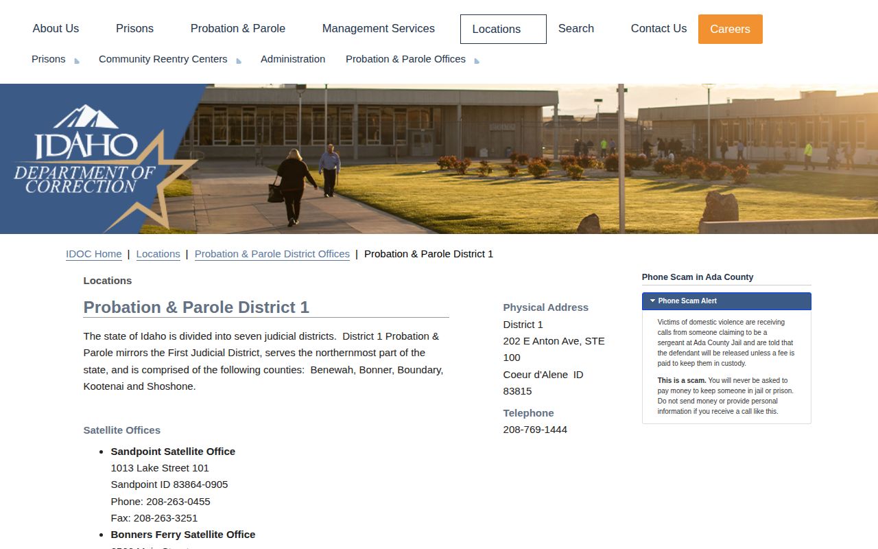 Kootenai County IDOC release supervision office