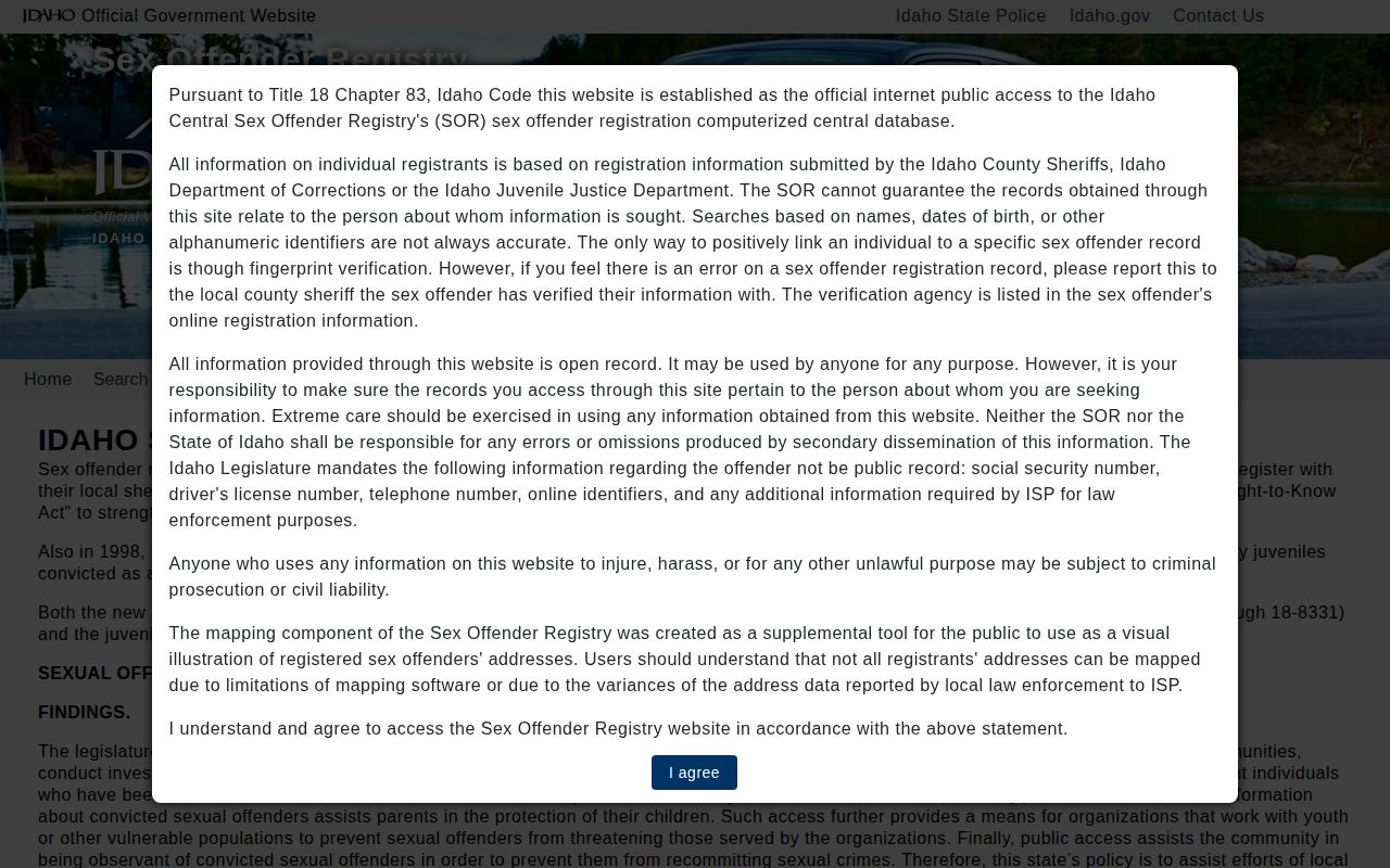 Official Idaho registry search related to Kootenai County booking photo discovery