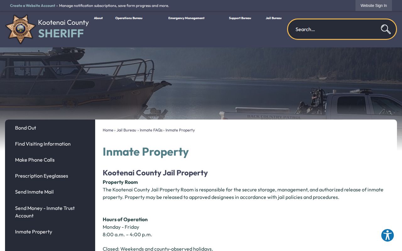 Kootenai County released inmate property pickup instructions